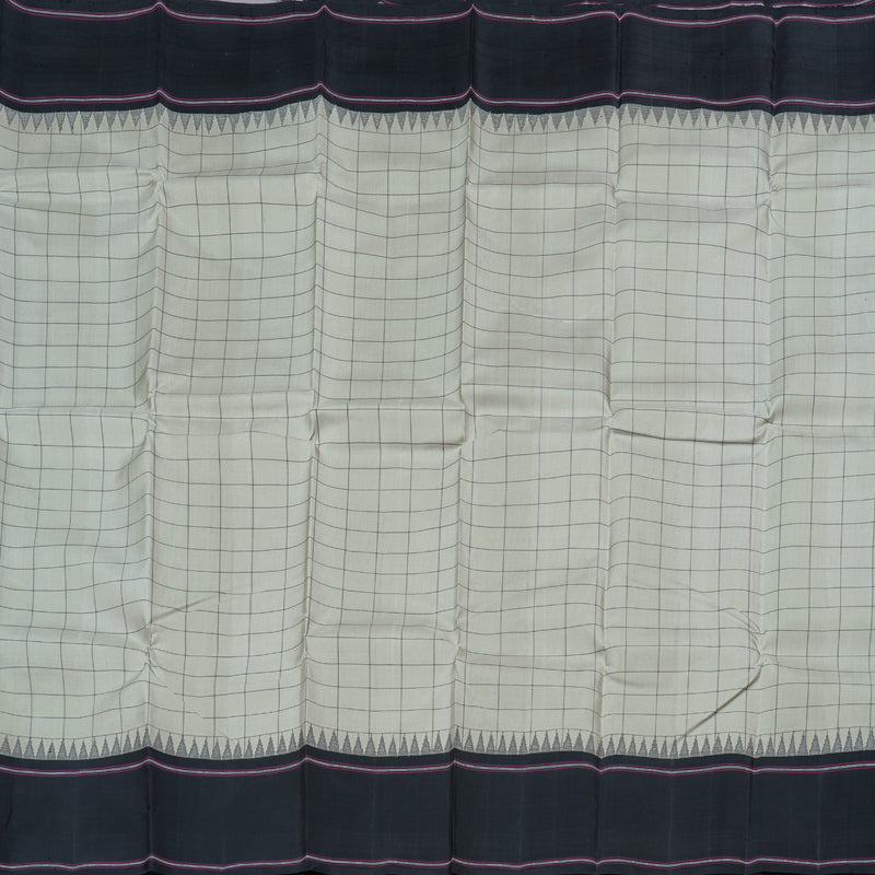 Hayagrivas Light Silver Grey Handloom Kanjivaram Silk Saree with Black Border BBD409F4-3