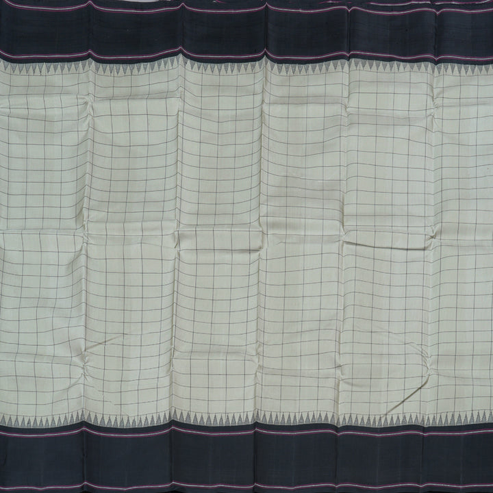 Hayagrivas Light Silver Grey Handloom Kanjivaram Silk Saree with Black Border BBD409F4-3