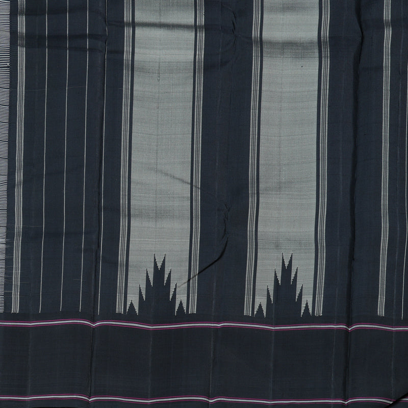 Hayagrivas Light Silver Grey Handloom Kanjivaram Silk Saree with Black Border BBD409F4-3
