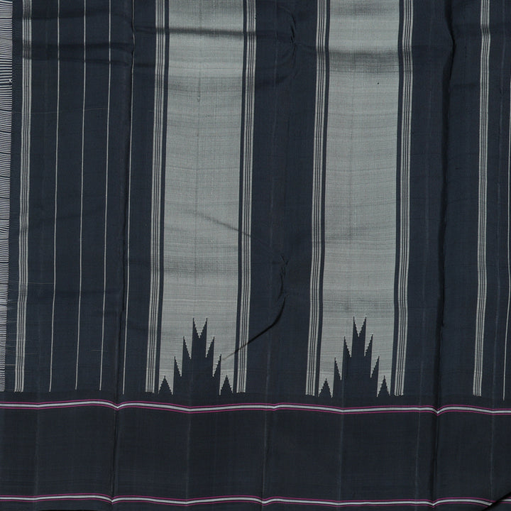 Hayagrivas Light Silver Grey Handloom Kanjivaram Silk Saree with Black Border BBD409F4-3