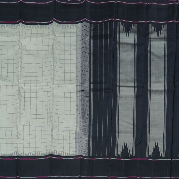 Hayagrivas Light Silver Grey Handloom Kanjivaram Silk Saree with Black Border BBD409F4-3