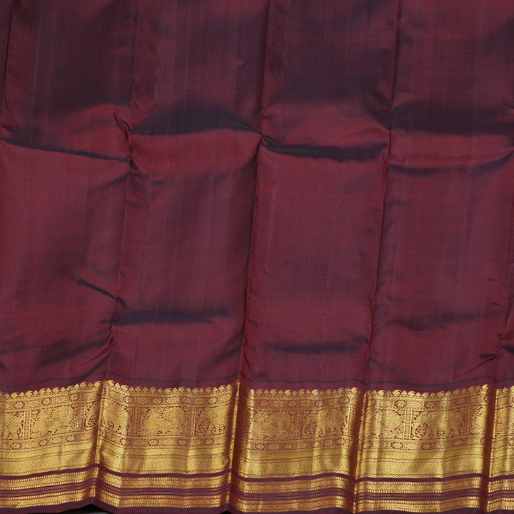 Hayagrivas Parrot Green Kanjivaram Silk Saree with Deep Maroon Border  - BBD417F5-1