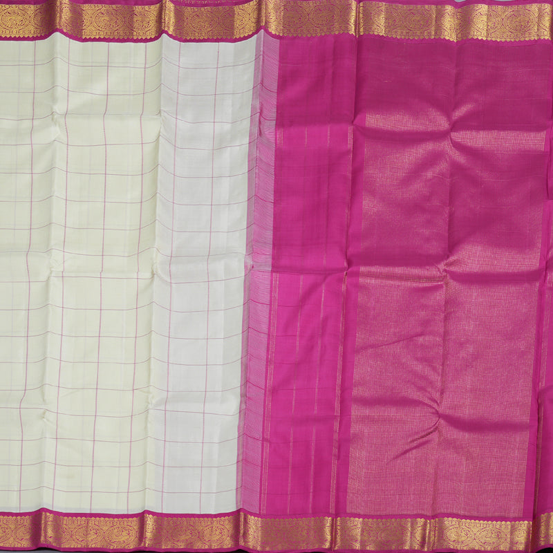 Hayagrivas Half White Kanjivaram Silk Saree with Pink Border BBD427F3-21