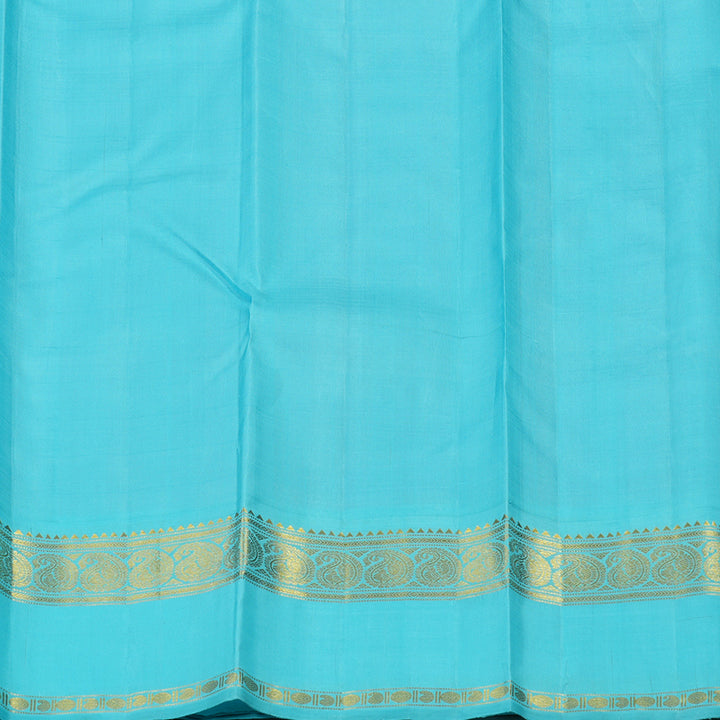 Hayagrivas Handloom Rose Pink Kanjivaram Silk Saree with Sky Blue Border BBD427F3-3