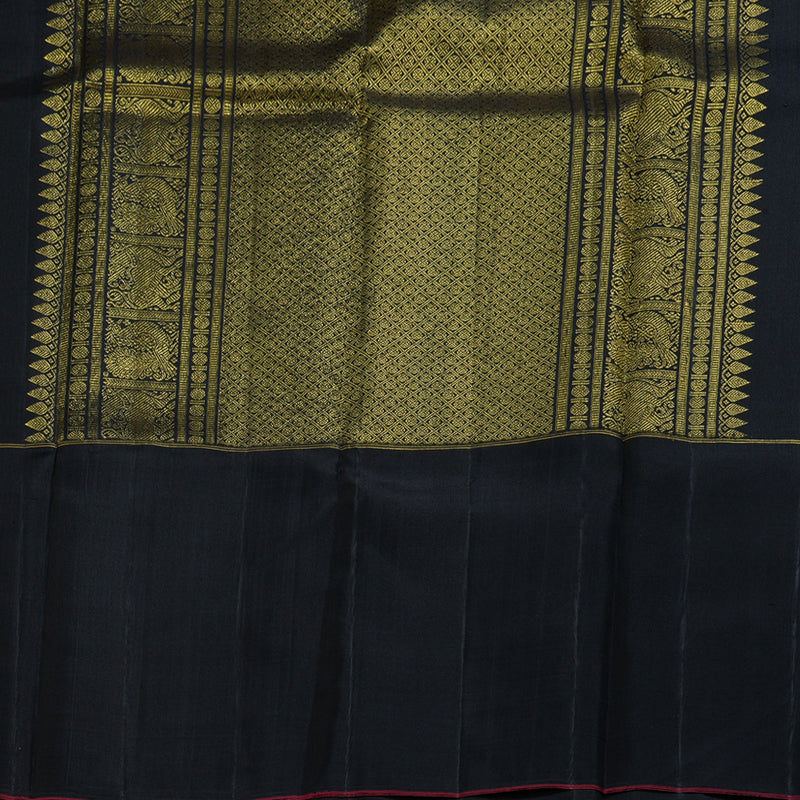 Hayagrivas Mubagam (Maroon,Grey And Black) Handloom Kanjivaram Silk Saree with Black Border BBD42D2-1