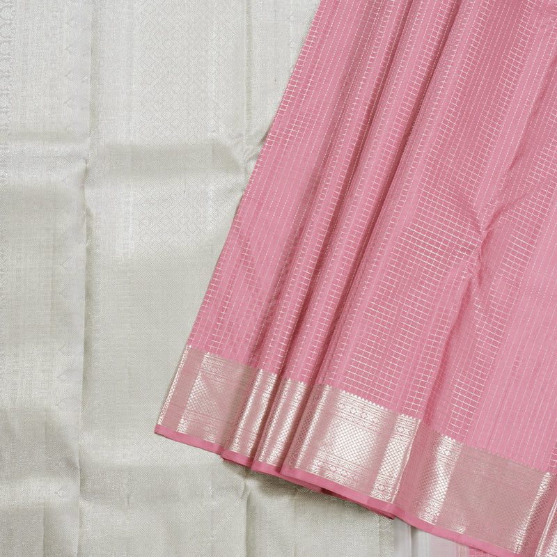 Hayagrivas Pastel Pink Kanjivaram Silk Saree BBD430F3-1