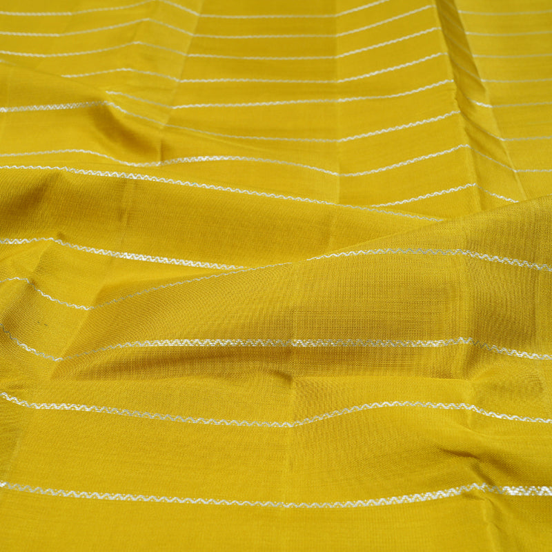 Hayagrivas Sampanga Yellow Kanjivaram Silk Saree with Sea Blue Border - BBD430F6-1