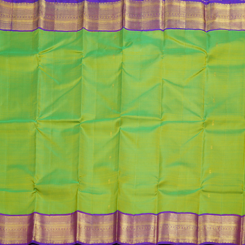 Hayagrivas Parrot Green Kanjivaram Silk Saree with Purple Border - BBD431F11-2