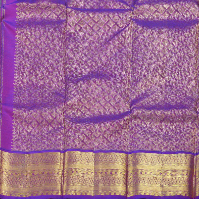 Hayagrivas Parrot Green Kanjivaram Silk Saree with Purple Border - BBD431F11-2