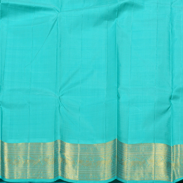 Hayagrivas Black Kanjivaram Silk Saree with Sea Blue Border - BBD431F8-2