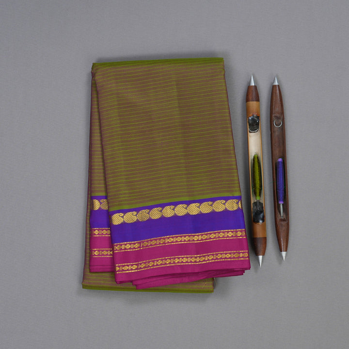 Hayagrivas Mandhalir Handloom Kanjivaram Silk Saree with Purple And Pink Border BBD433F1-5