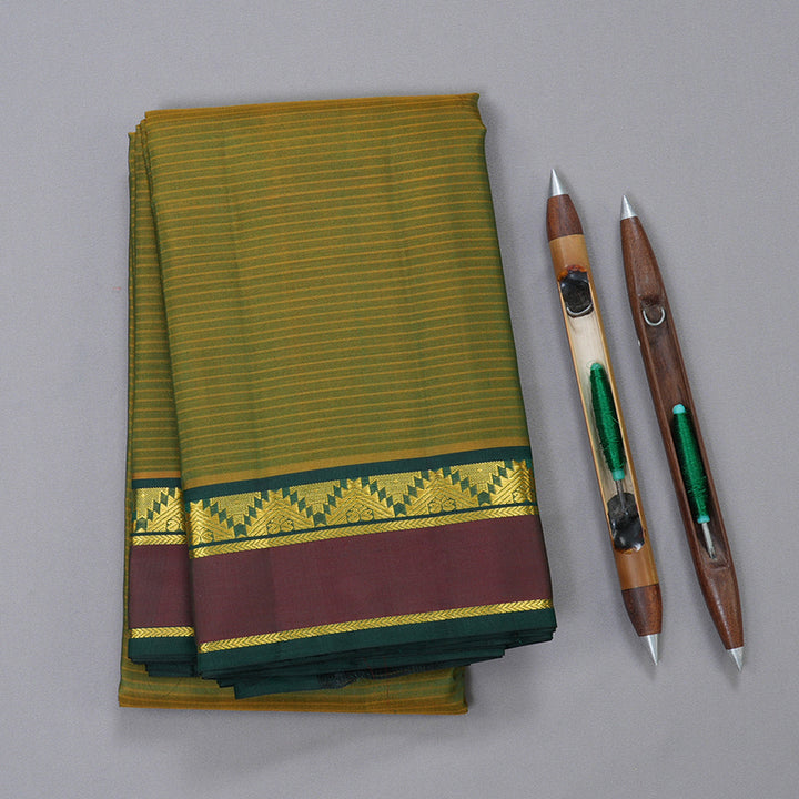 Hayagrivas Mehandi Green Kanjivaram Silk Saree with Bottle Green Border -BBD433F1-62