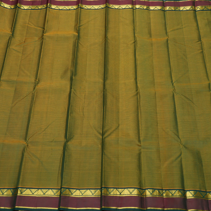 Hayagrivas Mehandi Green Kanjivaram Silk Saree with Bottle Green Border -BBD433F1-62