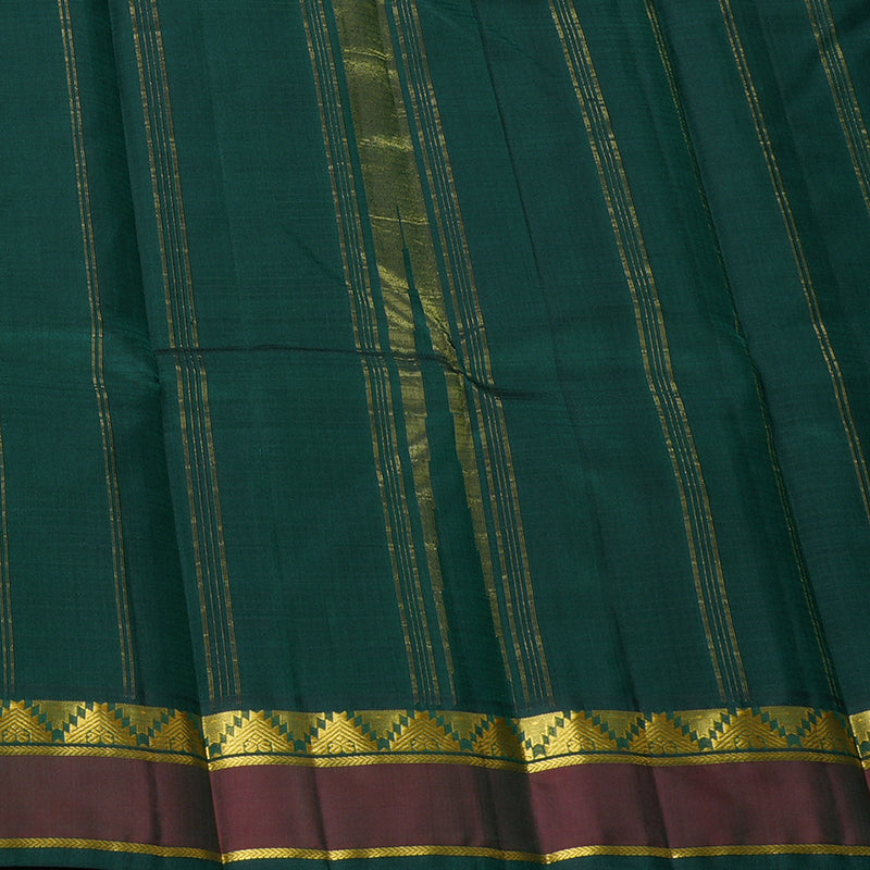 Hayagrivas Mehandi Green Kanjivaram Silk Saree with Bottle Green Border -BBD433F1-62