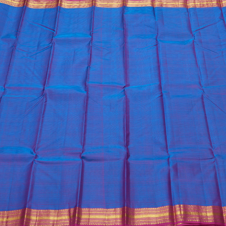 Hayagrivas Blue Kanjivaram Silk Saree with Pink Border - BBD433F2-23