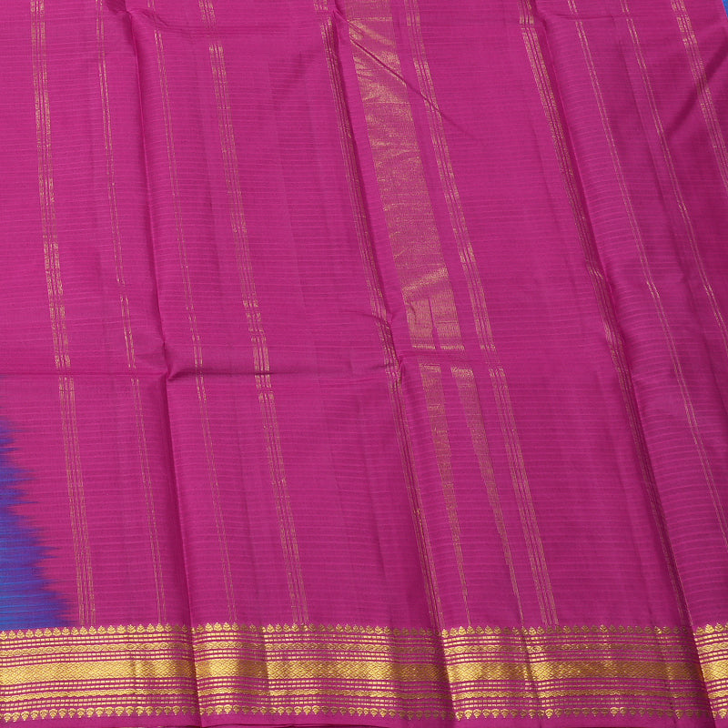 Hayagrivas Blue Kanjivaram Silk Saree with Pink Border - BBD433F2-23