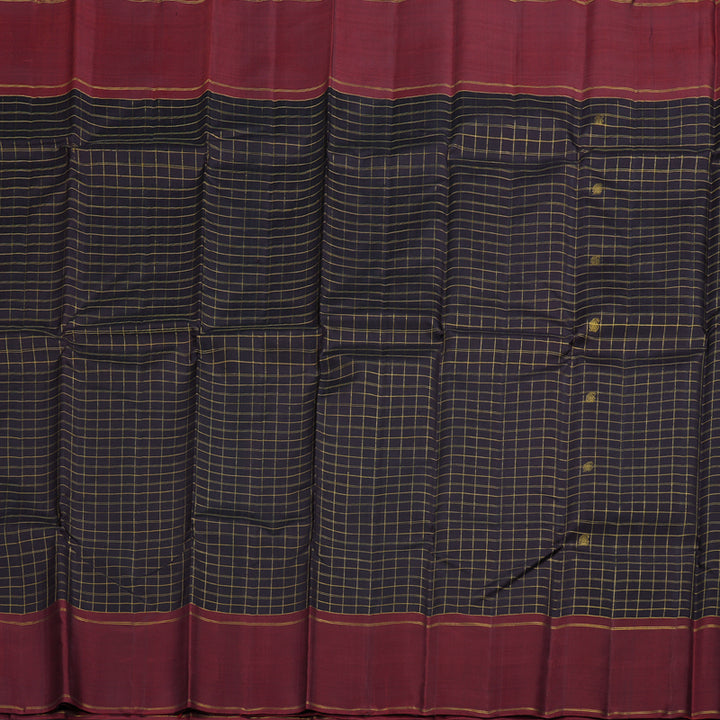 Hayagrivas Plum Purple Handloom Kanjivaram Silk Saree with Wine Maroon Border BBD434F4-1