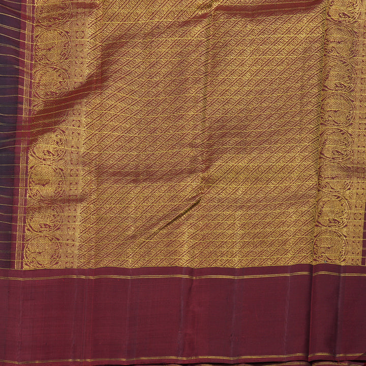 Hayagrivas Plum Purple Handloom Kanjivaram Silk Saree with Wine Maroon Border BBD434F4-1