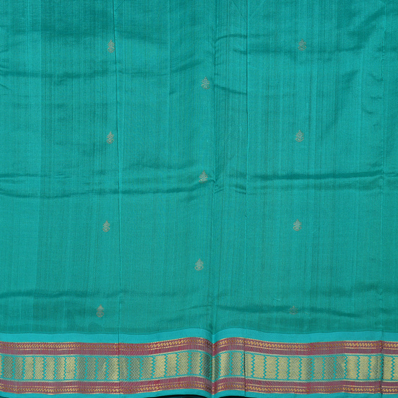 Hayagrivas Handloom Bottle Green - Light Blue Silk Cotton Saree BBD438F1-10