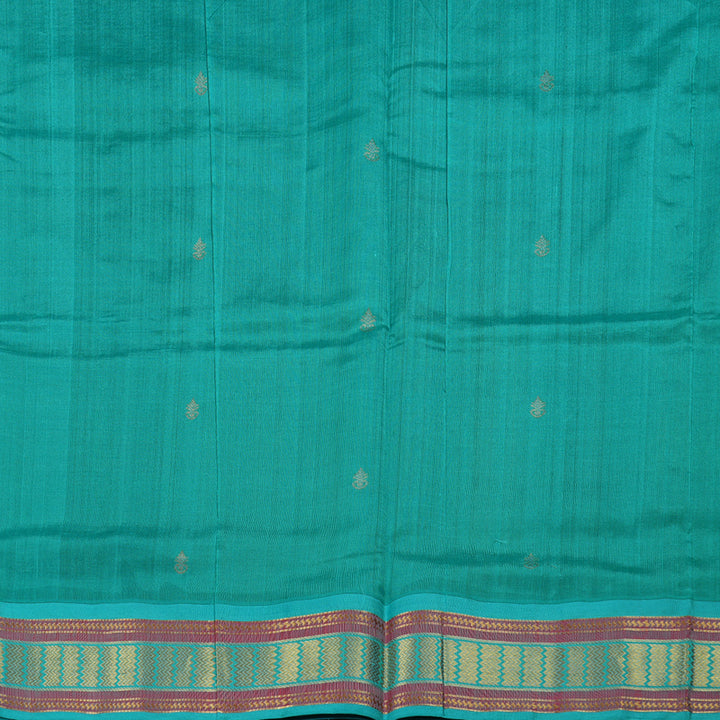 Hayagrivas Handloom Bottle Green - Light Blue Silk Cotton Saree BBD438F1-10