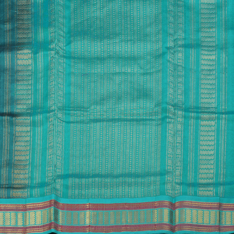 Hayagrivas Handloom Bottle Green - Light Blue Silk Cotton Saree BBD438F1-10