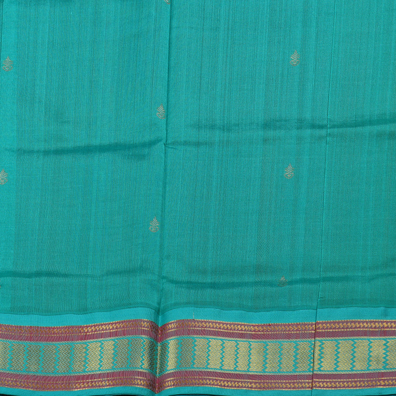 Hayagrivas Exclusive Dark Maroon with Aqua Blue Silk Cotton Saree BBD438F1-6