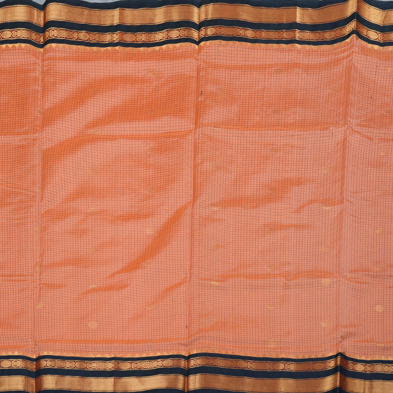 Hayagrivas Handloom Peach With Black Silk Cotton Saree BBD438F3-3