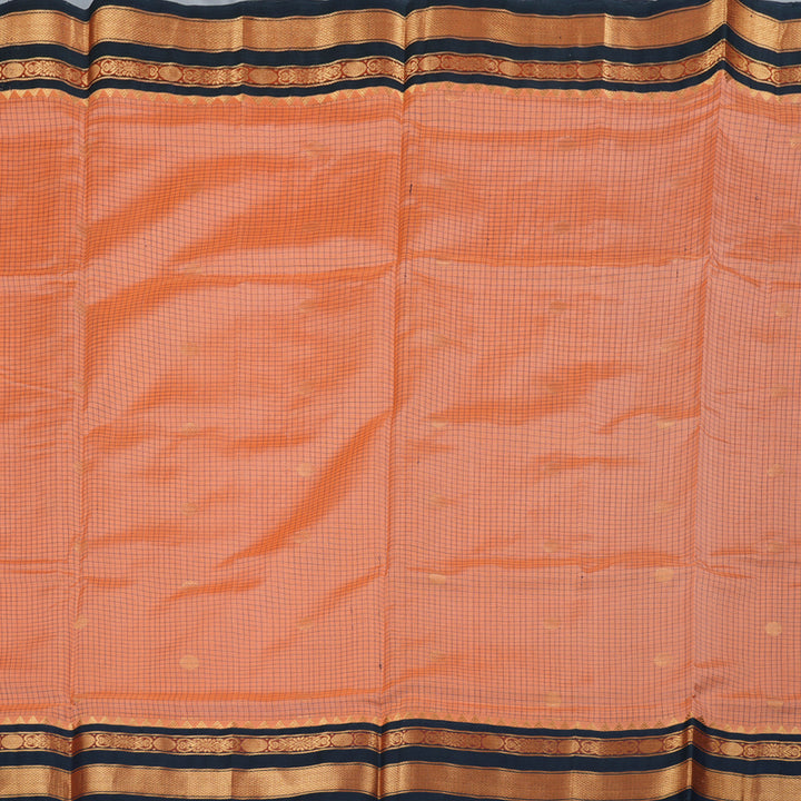 Hayagrivas Handloom Peach With Black Silk Cotton Saree BBD438F3-3