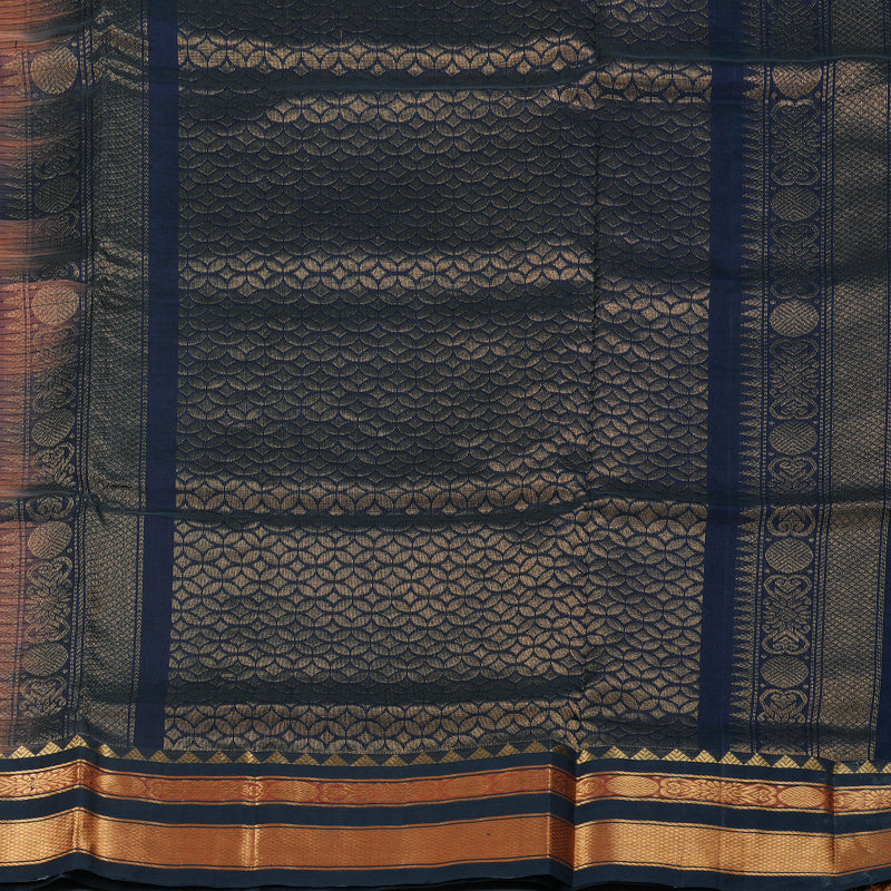 Hayagrivas Handloom Peach With Black Silk Cotton Saree BBD438F3-3