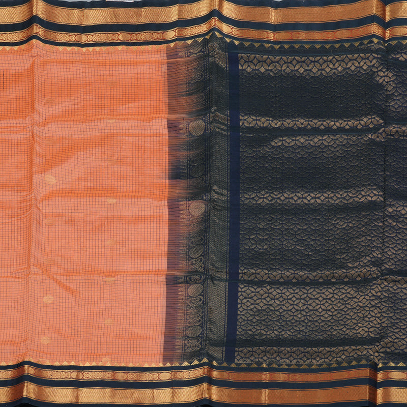 Hayagrivas Handloom Peach With Black Silk Cotton Saree BBD438F3-3