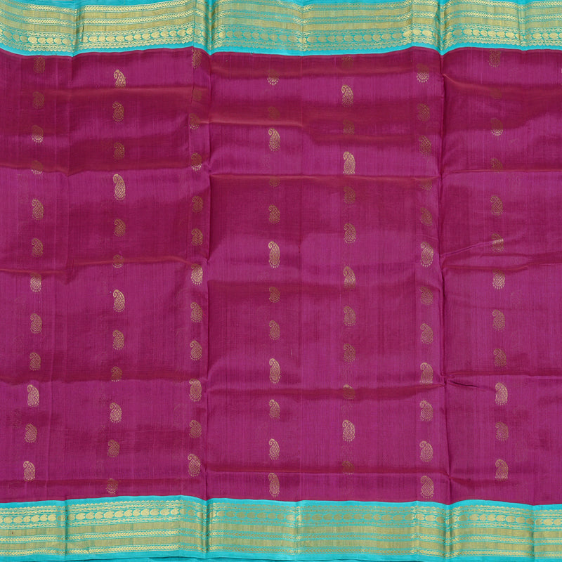 Hayagrivas Handloom Magenta With Sea Blue Silk Cotton Saree BBD438F5-5
