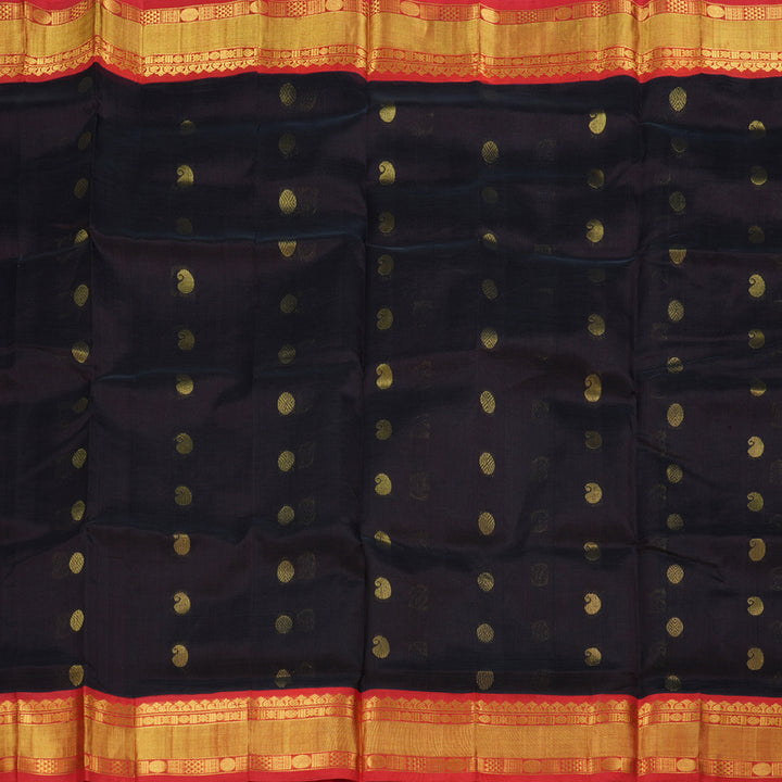 Hayagrivas Black with Red Border Handloom Silk Cotton Saree BBD438F5-6