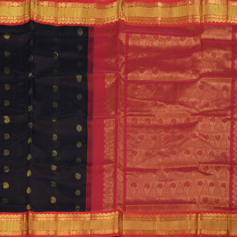 Hayagrivas Black with Red Border Handloom Silk Cotton Saree BBD438F5-6