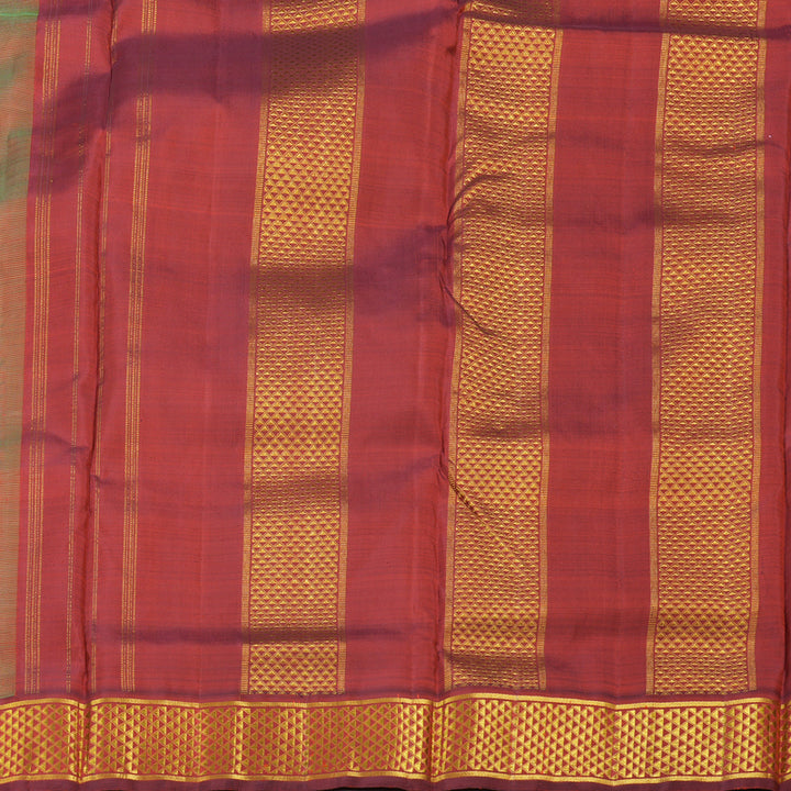 Hayagrivas Electric Fluorescent Green Handloom Kanjivaram Ten Yards Silk Saree with Maroon Border BBD445F2-4