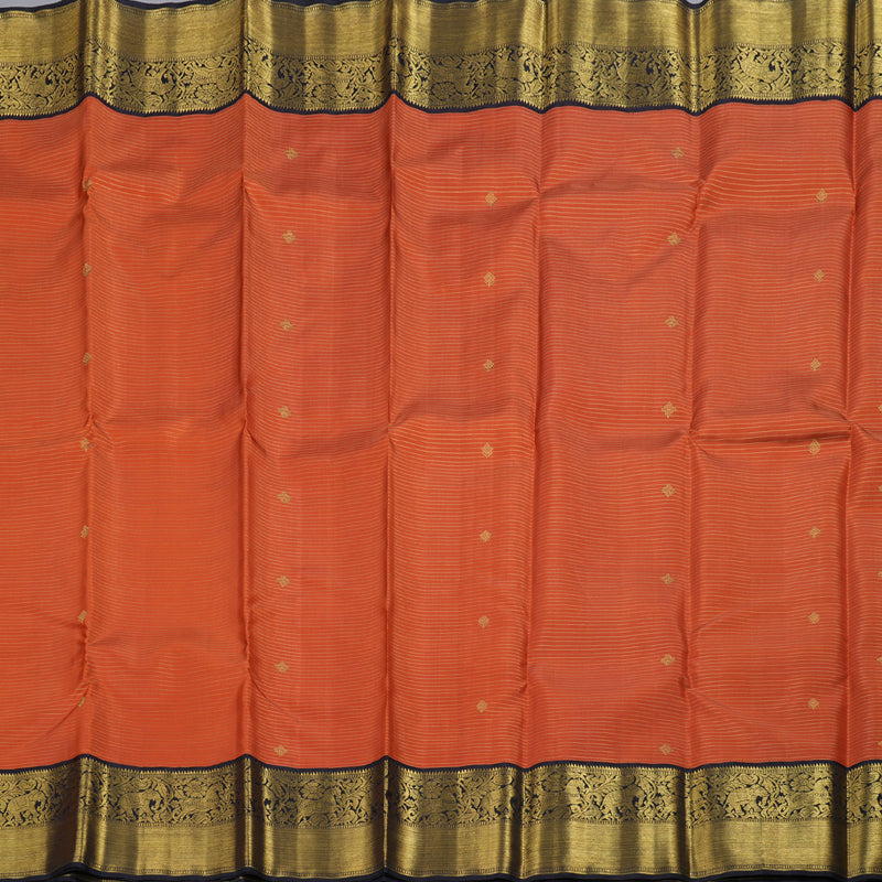 Hayagrivas Rustish Orange Kanjivaram Silk Saree with Dark Plum Shade Border BBD447F6-1