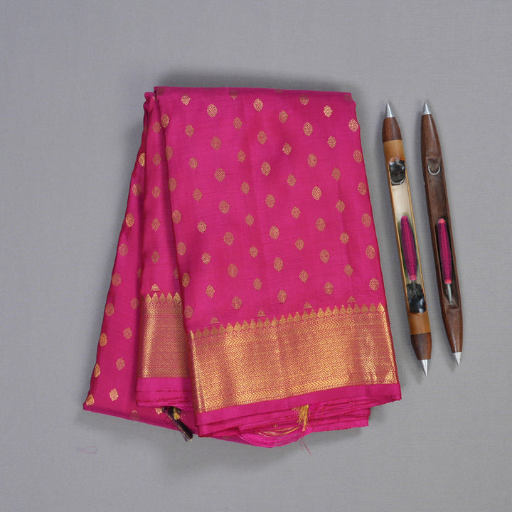 Hayagrivas Dark Pink Kanjivaram Silk Saree BBD463F11-1