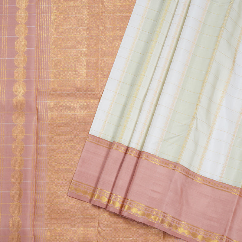 Hayagrivas Pastel Multi Color Kanjivaram Silk Saree with Rosewood Pink Border BBD467F4-1