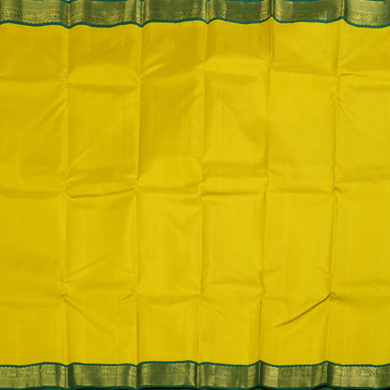 Hayagrivas Lemon Yellow Handloom Kanjivaram Silk Saree with Bottle Green Border BBD476F5-2