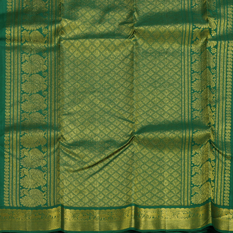 Hayagrivas Lemon Yellow Handloom Kanjivaram Silk Saree with Bottle Green Border BBD476F5-2