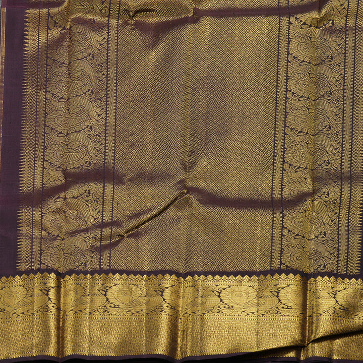 Hayagrivas Beige Kanjivaram Silk Saree with Dark Brown Border BBD476F9-2