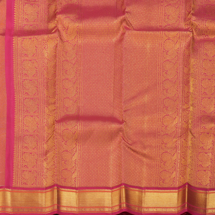 Hayagrivas Sandal Beige Kanjivaram Silk Saree with Dark Pink Border BBD257E2-1