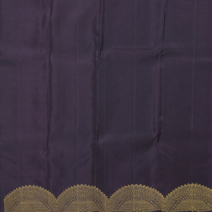 Hayagrivas Grey Kanjivaram Silk Saree with Plum Purple Border - BBD478F2-1