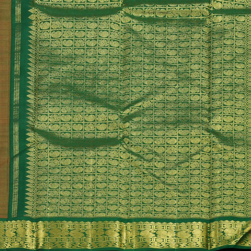 Hayagrivas Mango Yellow Handloom Kanjivaram Silk Saree with Bottle Green Border BBD483F5-6