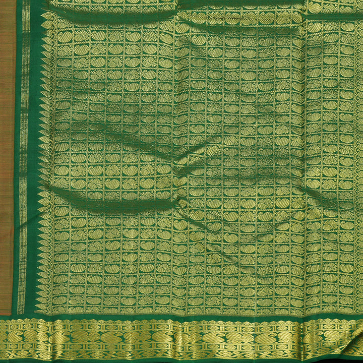 Hayagrivas Mango Yellow Handloom Kanjivaram Silk Saree with Bottle Green Border BBD483F5-6