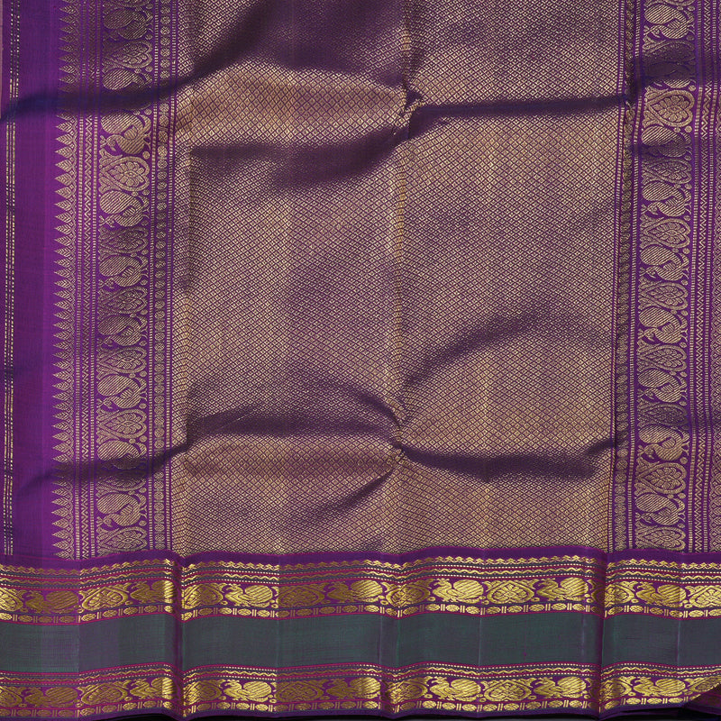 Hayagrivas Beige Kanjivaram Silk Saree with Purple Border BBD483F8-3