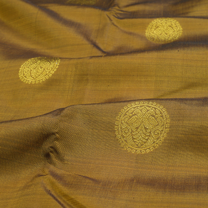 Hayagrivas Golden Color Kanjivaram Silk Saree with Red Border BBD483F9-8