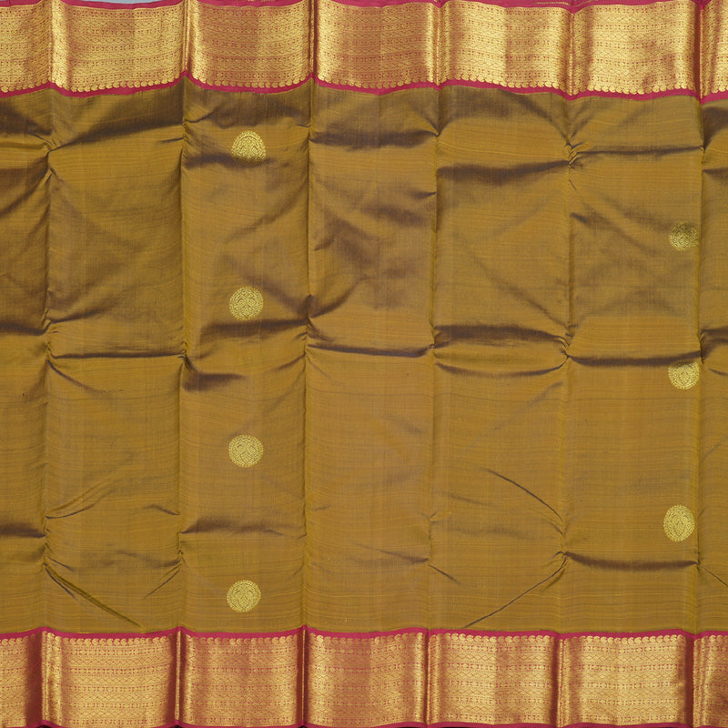 Hayagrivas Golden Color Kanjivaram Silk Saree with Red Border BBD483F9-8