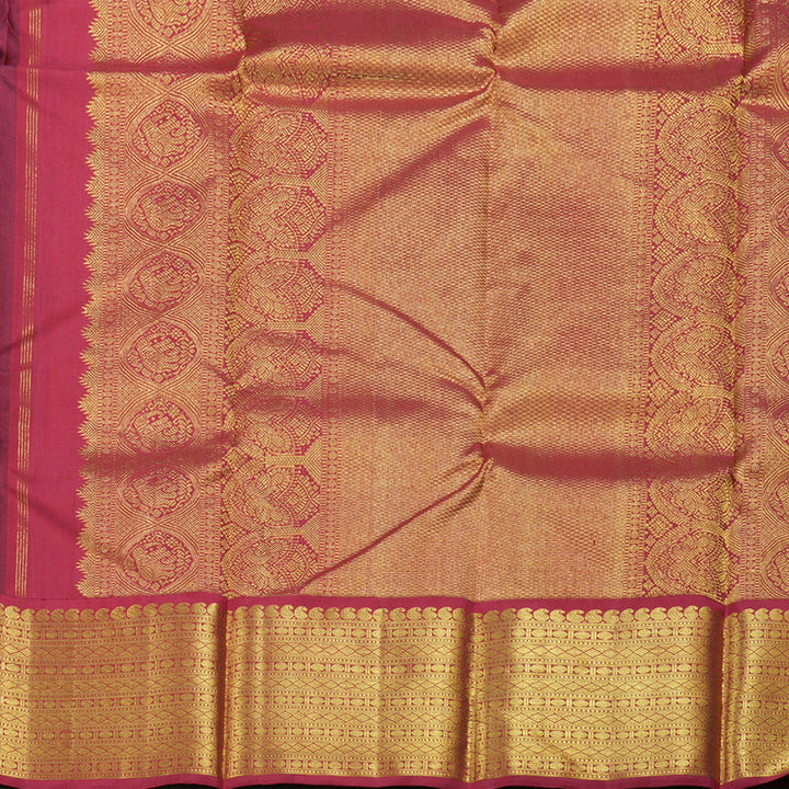 Hayagrivas Golden Color Kanjivaram Silk Saree with Red Border BBD483F9-8