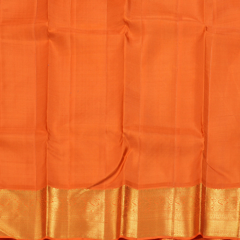 Hayagrivas Bottle Green Kanjivaram Silk Saree with Orange Border - BBD487F14-1