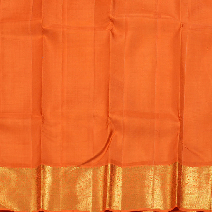 Hayagrivas Bottle Green Kanjivaram Silk Saree with Orange Border - BBD487F14-1